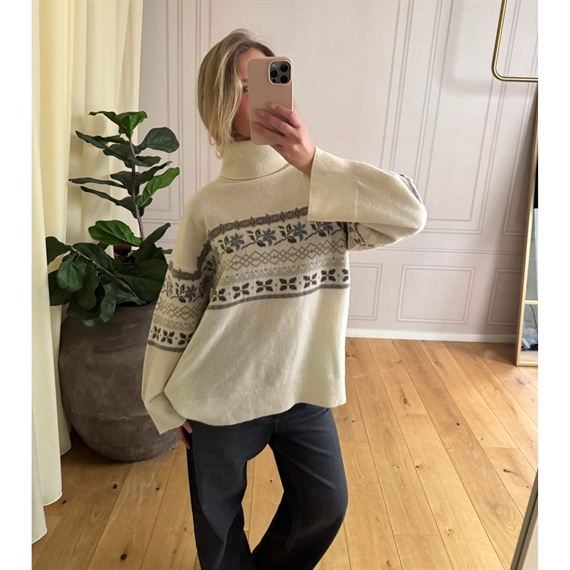 Skall Studio Leonora Strik, Brown/Ecru Jacquard